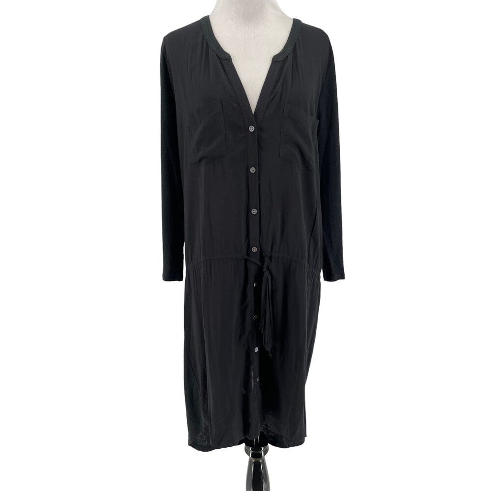Soft Joie Women's Black Dayle‎ Linen Long Sleeve Dress Size Small